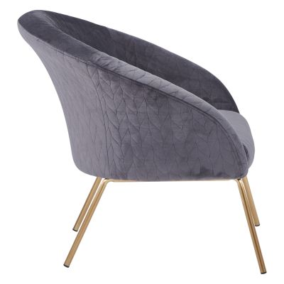 HM8549.01 Armchair Joyce Velvet Grey,metallic legs, 80x76x75