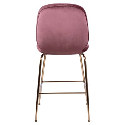 СРЕДНА ВИСОЧИНА ТАБУРЕТКА HM8524.02 КАДИФЕ ДЪСТИ РОЗОВО И ЗЛАТНО МЕТАЛНА РАМКА 48x61x103 см.