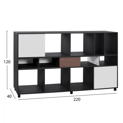 Professional office library-shelf walnut and grey 220x40x120 HM2099
