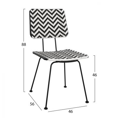 Metallic chair Allegra HM5693 with wivker Black-White 46x56x88cm