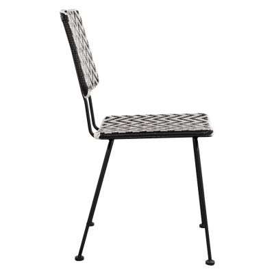 Metallic chair Allegra HM5693 with wivker Black-White 46x56x88cm