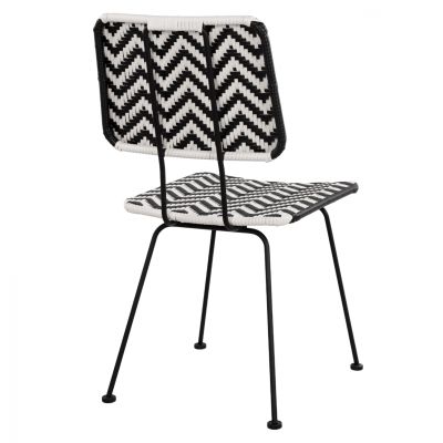 Metallic chair Allegra HM5693 with wivker Black-White 46x56x88cm