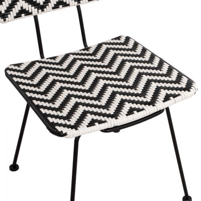 Metallic chair Allegra HM5693 with wivker Black-White 46x56x88cm