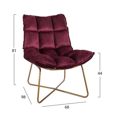 Фотьойл Dejana HM8632.06 Maroon Velvet, златна основа 68x98x81см