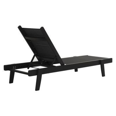 Професионален шезлонг Буково дърво Creta Black & Black Fabric - 202,5x66,5x30,5 cm