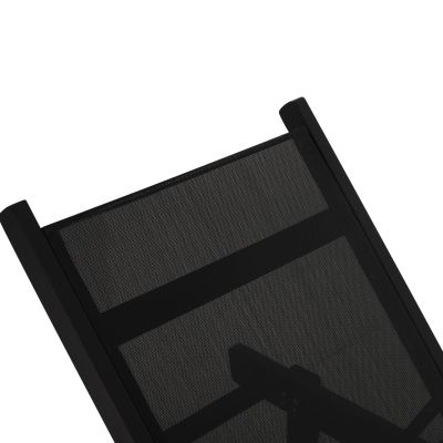 Професионален шезлонг Буково дърво Creta Black & Black Fabric - 202,5x66,5x30,5 cm