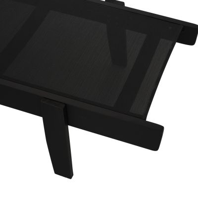 Професионален шезлонг Буково дърво Creta Black & Black Fabric - 202,5x66,5x30,5 cm