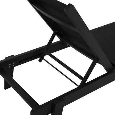 Професионален шезлонг Буково дърво Creta Black & Black Fabric - 202,5x66,5x30,5 cm