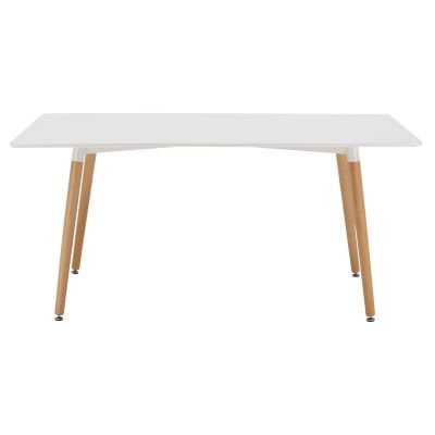 Kitchen Table HM8697.01 Minimal, White MDF, legs BEECH, 160x90x74