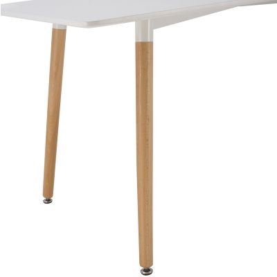 Kitchen Table HM8697.01 Minimal, White MDF, legs BEECH, 160x90x74
