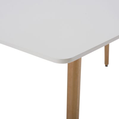 Kitchen Table HM8697.01 Minimal, White MDF, legs BEECH, 160x90x74