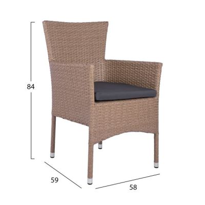 Комплект 5 части Маса Metallic Brown 150x90 с 4 фотьойла Brown-Mocha Wicker HM10586.02