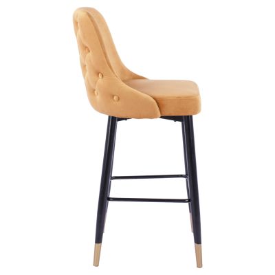 Bar Stool SERENITY HM8519.09 Gold Velvet with metallic frame 51Χ58Χ110cm