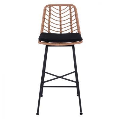 Metallic Stool HM5706 with wicker Beige 47x59x111cm