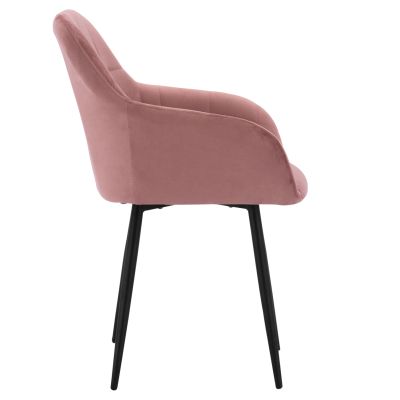 КРЕСЛО С ПРАШНО РОЗОВО КАДИФЕ И ЧЕРНА МЕТАЛНА РАМКА HM8724.02 57X61X84cm