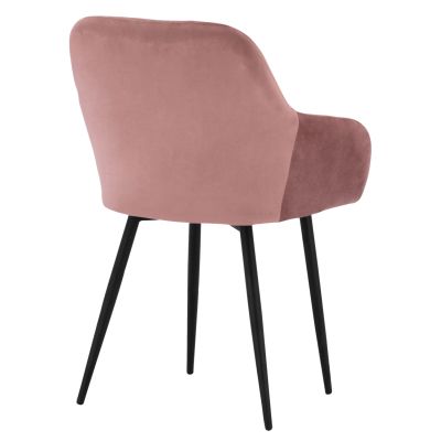 КРЕСЛО С ПРАШНО РОЗОВО КАДИФЕ И ЧЕРНА МЕТАЛНА РАМКА HM8724.02 57X61X84cm