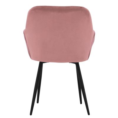 КРЕСЛО С ПРАШНО РОЗОВО КАДИФЕ И ЧЕРНА МЕТАЛНА РАМКА HM8724.02 57X61X84cm