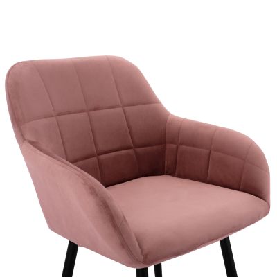 КРЕСЛО С ПРАШНО РОЗОВО КАДИФЕ И ЧЕРНА МЕТАЛНА РАМКА HM8724.02 57X61X84cm