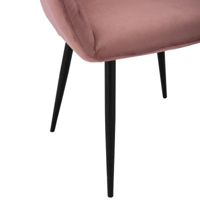 КРЕСЛО С ПРАШНО РОЗОВО КАДИФЕ И ЧЕРНА МЕТАЛНА РАМКА HM8724.02 57X61X84cm