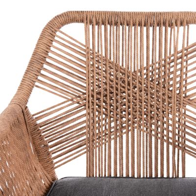 ARMCHAIR OUTDOORS TOPIN HM6048.01 ALUMINUM WHITE-P.E. RATTAN LIGHT BROWN-CUSHION GREY 58x60x83Hcm