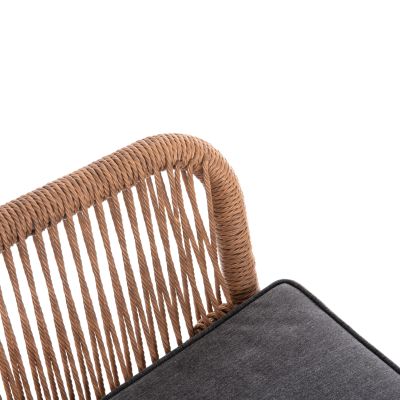 ARMCHAIR OUTDOORS TOPIN HM6048.01 ALUMINUM WHITE-P.E. RATTAN LIGHT BROWN-CUSHION GREY 58x60x83Hcm