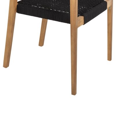 КРЕСЛО CHARLOTTE HM9637.02 ТИКОВО ДЪРВО В ЕСТЕСТВЕНО И ЧЕРНО ВЪЖЕ 59x54x83Hcm.