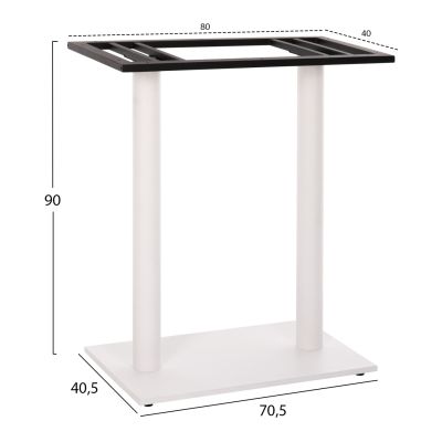 БАЗА ЗА БАР МАСА HM478.02 СРЕДНА ВИСОЧИНА МАТИРАНА БЯЛА МЕТАЛНА 2-СТОЛБА 40Χ80Χ90Hcm.