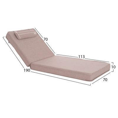 SUNLOUNGER CUSHION AKINO HM21095.01 OLEFIN IN BEIGE WITH FOAM FILLING 190x70x10Hcm.