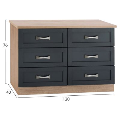 Скрин с 6 чекмеджета- Sonama-Grey- 120x40x76см