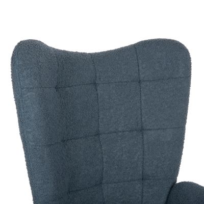 КРЕСЛО CRAWLEY С ТАБУРКА ЗА КРАКА HM8918.24 ПЛАТ ОТ СИН БУКУЛ-ЧЕРНИ МЕТАЛНИ КРАКА 70x74x105Hcm.