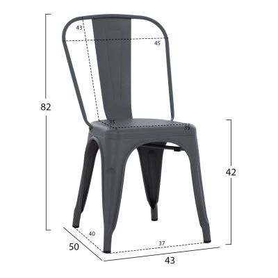 Metallic chair MELITA HM8641.10 in grey 43x50x82Hcm