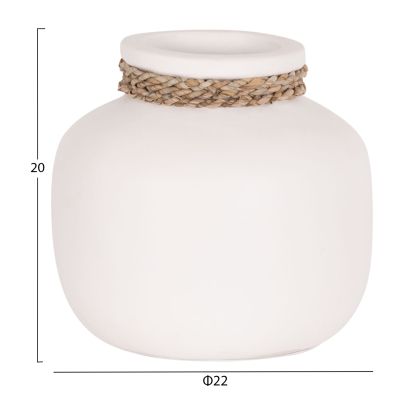 TABLE DECORATIVE VASE CAMMER HM4687.02S TERRACOTA IN WHITE--Φ22x20Hcm.