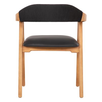 ТРАПЕЗНО КРЕСЛО RIMINI HM9867.02 ТИКОВО ДЪРВО В ЕСТЕСТВЕНО-ЧЕРНО ВЪЖЕ И PU СЕДАЛКА 60x61x76Hcm.