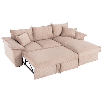 CORNER SOFA-BED WITH STORAGE SPACE ALDO HM3276.01R BEIGE FABRIC 256x91-159x87Hcm.