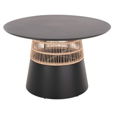 КРЪГЛА МАСА SAEID HM6106.01 АЛУМИНИЙ В АНТРАЦИТ-СИНТЕТИЧНО ВЪЖЕ В БЕЖОВ ЦВЯТ Φ120x75Hcm.