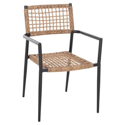 КРЕСЛО TRILAN HM6044.02 АЛУМИНИЙ В ЧЕРНО-СИНТЕТИЧЕН РАТАН В ЕСТЕСТВЕН 57x59x85Hcm.