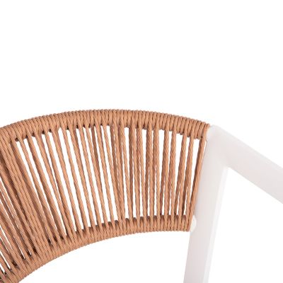 БАР СТОЛ АЛУМИНИЕВ БЯЛ HM5892.12 СРЕДЕН ВИСОЧИН С РАБОТИ-РАТАН&ТЕКСТЛИНИЯ 56.5x57x99.5см.