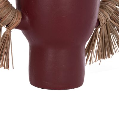 DECORATIVE TABLE VASE ALICA HM4668.06L TERRACOTA IN MAROON COLOR & GRASS--64x22x38Hcm.