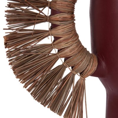 DECORATIVE TABLE VASE ALICA HM4668.06L TERRACOTA IN MAROON COLOR & GRASS--64x22x38Hcm.