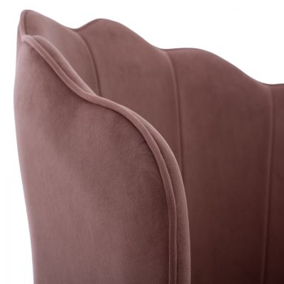 СТОЛ HM8737.02 КАДИФЕ ДЪСТИ РОЗОВ С МЕТАЛНА ЗЛАТНА РАМКА 48x48x85 см.