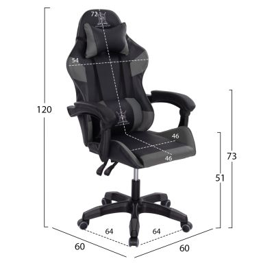 GAMING ARMCHAIR DARREN HM1203.10 BLACK-GREY PVC 60x60x120Hcm.