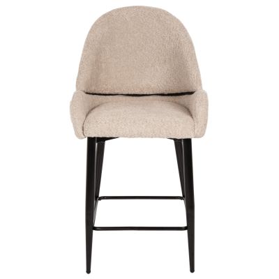 БАР СТОЛ СРЕДНА ВИСОЧИН HM8586.02 ПЛАТ ЕКРЮ БУКЛЕ-ЧЕРНИ МЕТАЛНИ КРАКА 55x62x105H см.