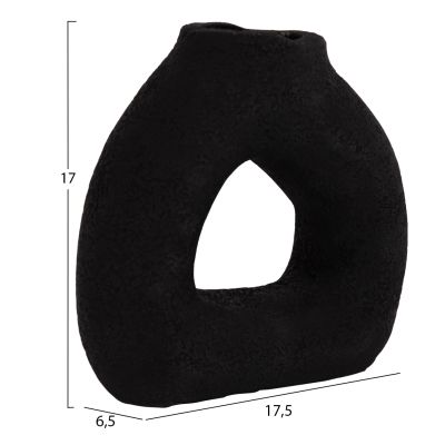 TABLE DECORATIVE VASE DECANT HM4667.01S TERRACOTA IN BLACK--17.5x6.5x17Hcm.