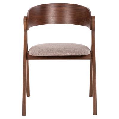 DINING CHAIR NEKKER HM9739.01 RUBBERWOOD IN WALNUT COLOR-BEIGE FABRIC SEAT 56x55x78Hcm.