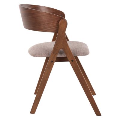DINING CHAIR NEKKER HM9739.01 RUBBERWOOD IN WALNUT COLOR-BEIGE FABRIC SEAT 56x55x78Hcm.