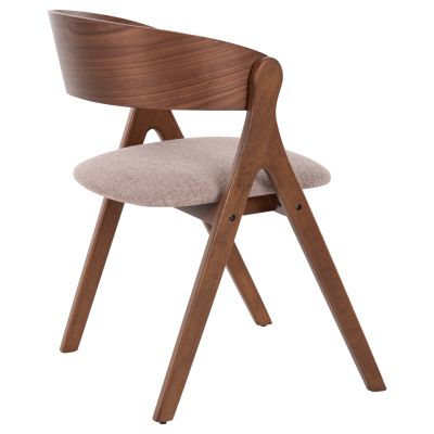 DINING CHAIR NEKKER HM9739.01 RUBBERWOOD IN WALNUT COLOR-BEIGE FABRIC SEAT 56x55x78Hcm.
