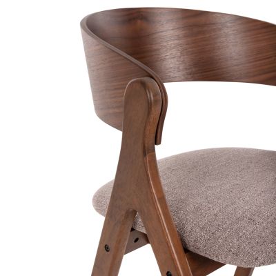 DINING CHAIR NEKKER HM9739.01 RUBBERWOOD IN WALNUT COLOR-BEIGE FABRIC SEAT 56x55x78Hcm.