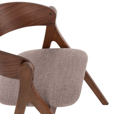DINING CHAIR NEKKER HM9739.01 RUBBERWOOD IN WALNUT COLOR-BEIGE FABRIC SEAT 56x55x78Hcm.