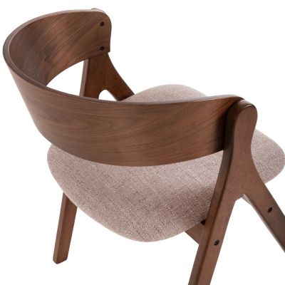 DINING CHAIR NEKKER HM9739.01 RUBBERWOOD IN WALNUT COLOR-BEIGE FABRIC SEAT 56x55x78Hcm.