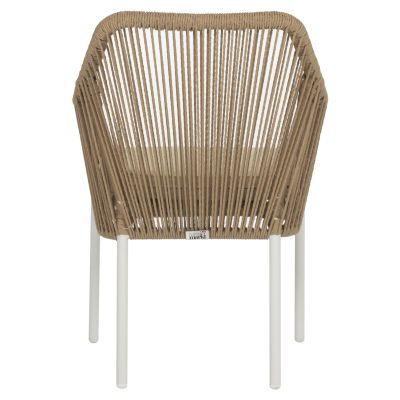КРЕСЛО АЛУМИНИЕВО HM5855.01 БЯЛО С PE ПЛИТЕНО ВЪЖЕ БЕЖОВО 56x66x82